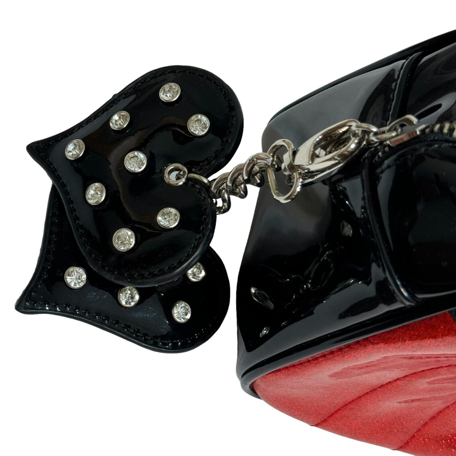 Lux De Ville Red Sparkle and Black Gloss Retro Pinup Hotrod Bag w Keychain