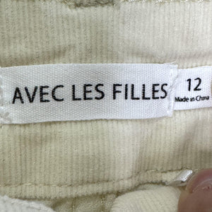 Avec Les Filles Pants Womens 12 Cream High Rise Cropped Wide Leg Utility Stretch