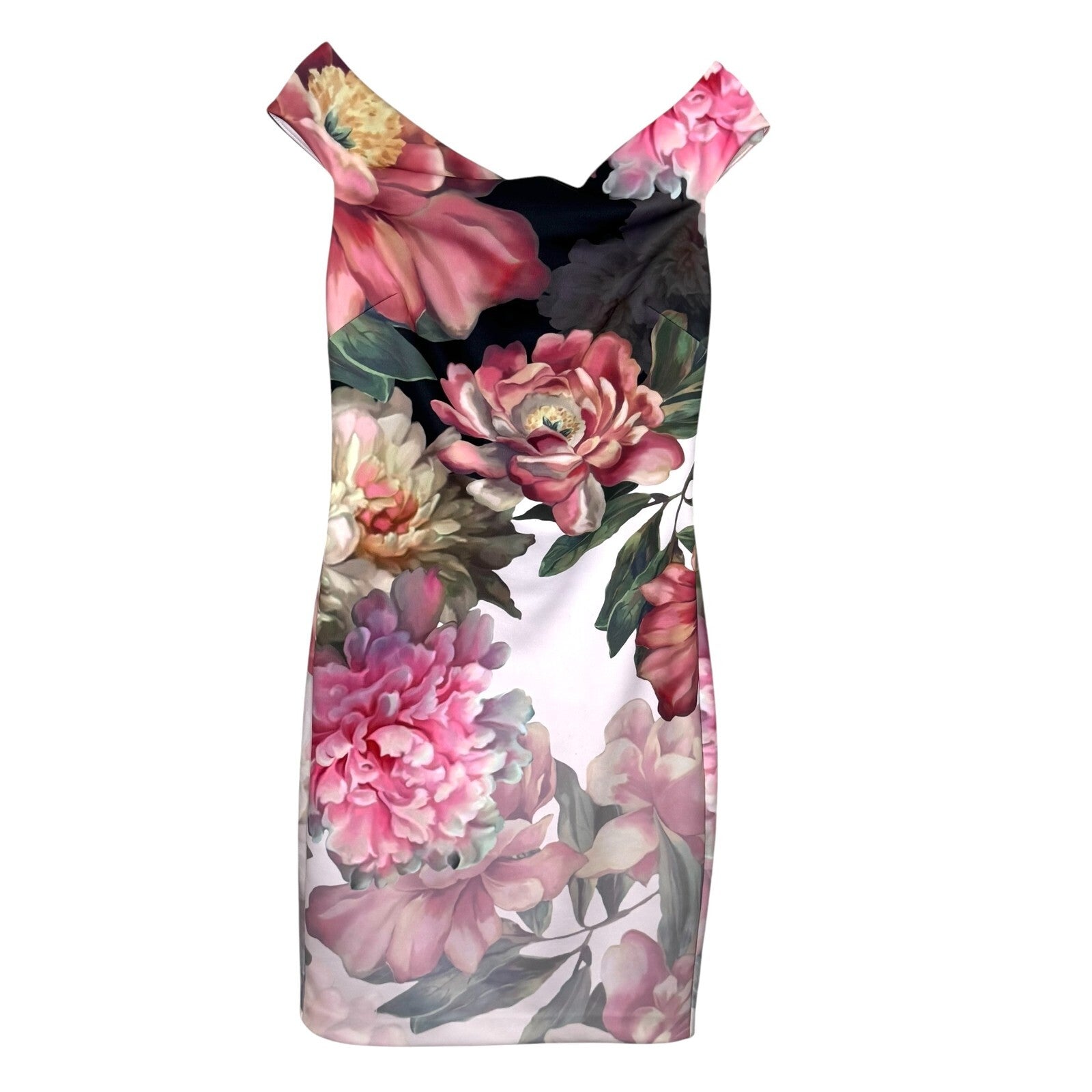 Ted Baker Dress Size 2 Small Emily Painted Posie Floral Bodycon Off Shoulder