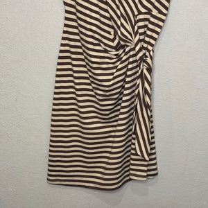 J. Mclaughlin Elora Tie Dress in Bangle Stripe Off White Coffee Brown Size Small