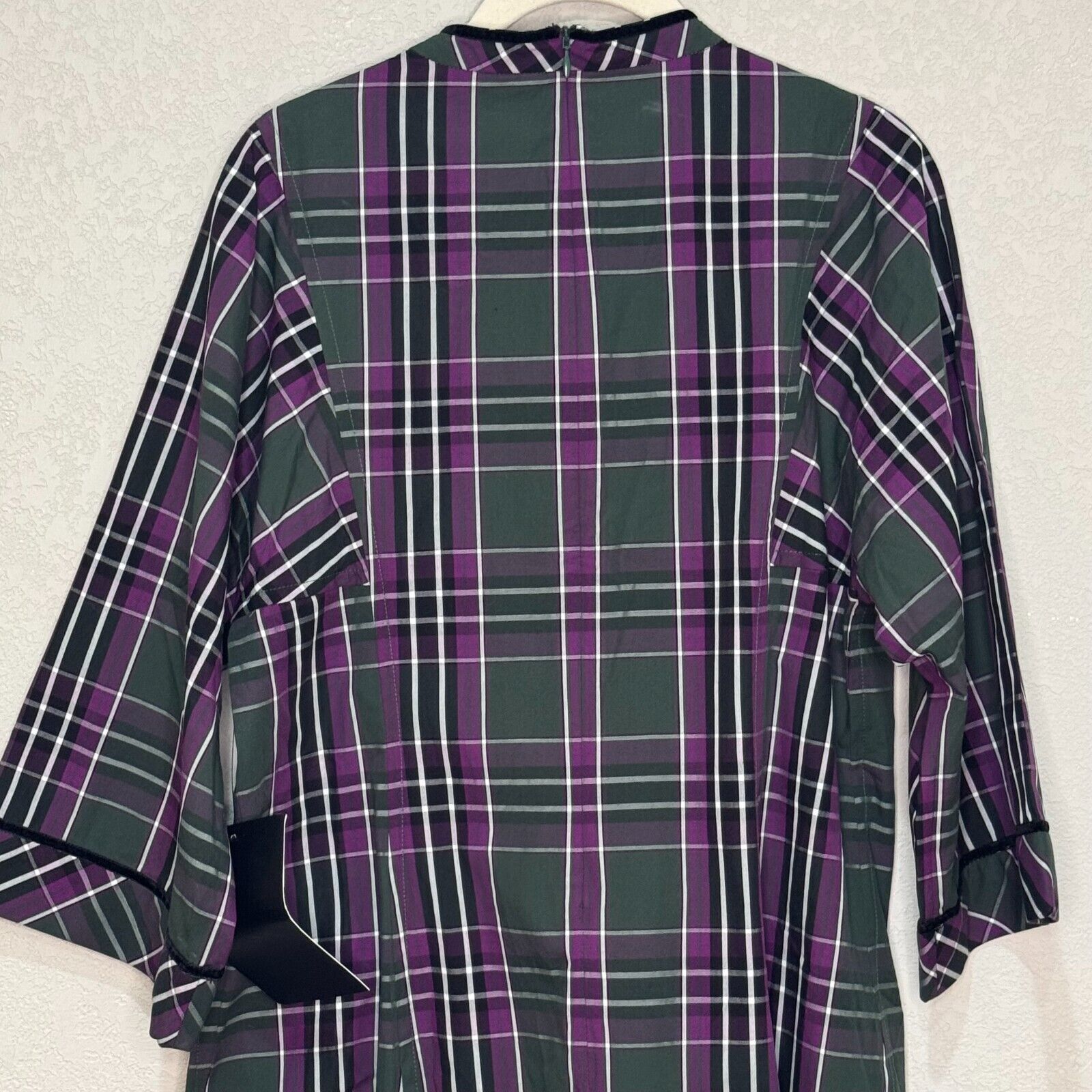 Tuckernuck Dress Size Small Aubergine Tartan Indre Purple Plaid Tunic 3/4 Sleeve