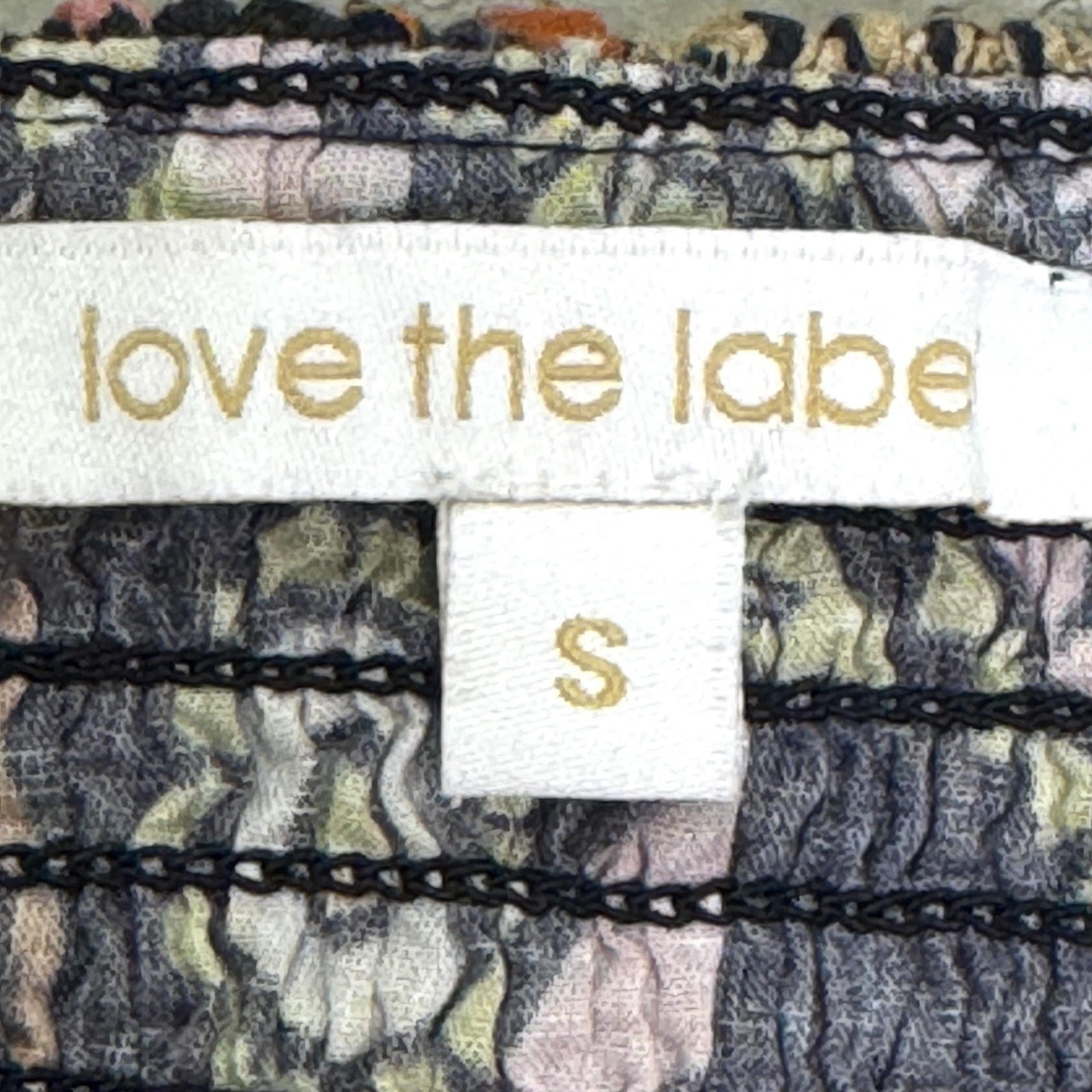 Love The Label Blouse Womens Small Black Multi Smocked Floral Boho Peasant Top