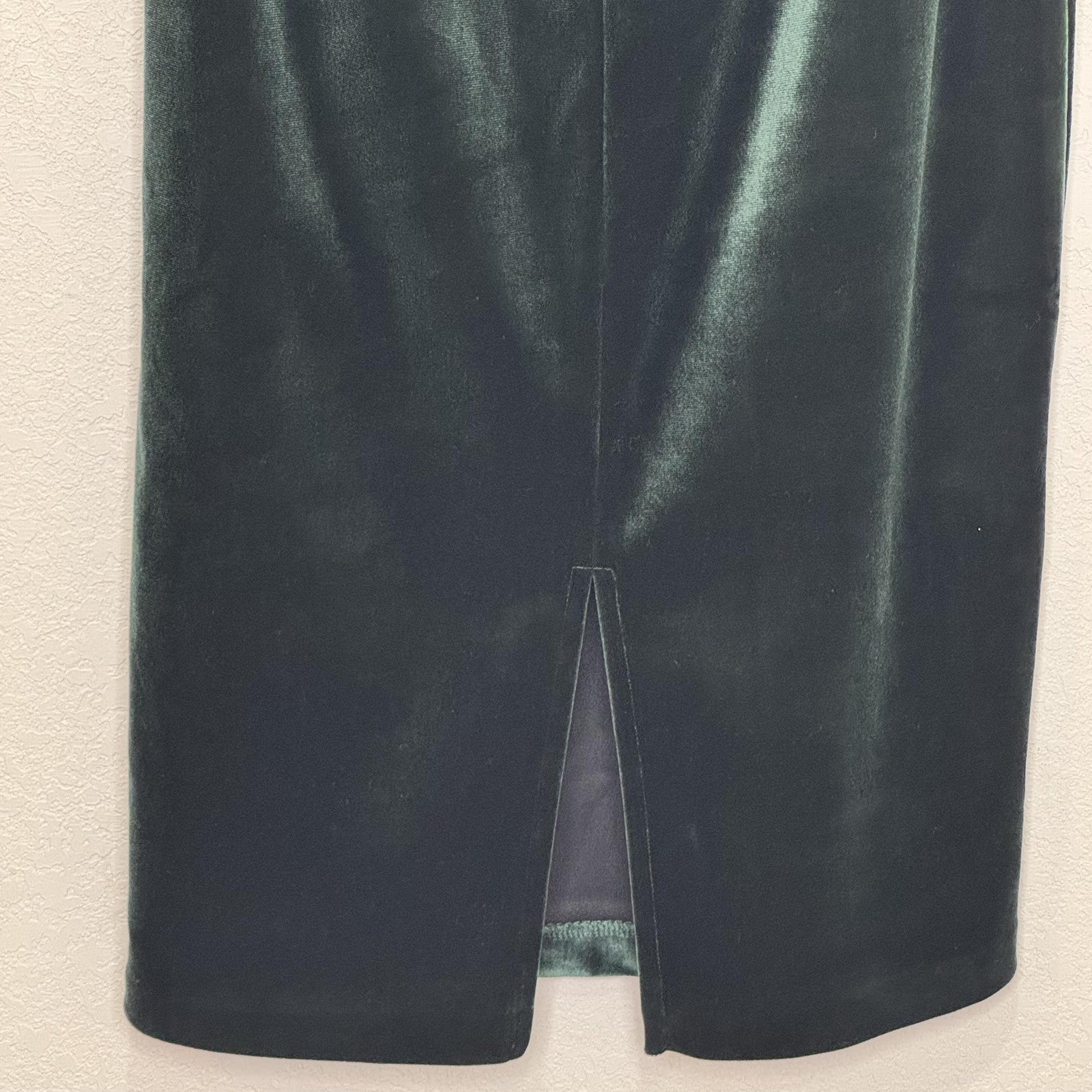 Express Dress Womens XS Green Velvet Strapless Midi Cocktail Formal Slit Party
