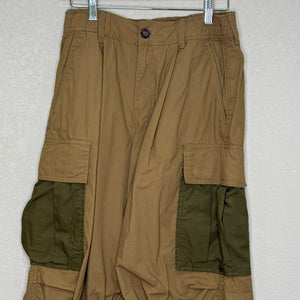 Anthropologie Olive Green Cargo Parachute Pants Size 8 Contrast Pockets Cotton