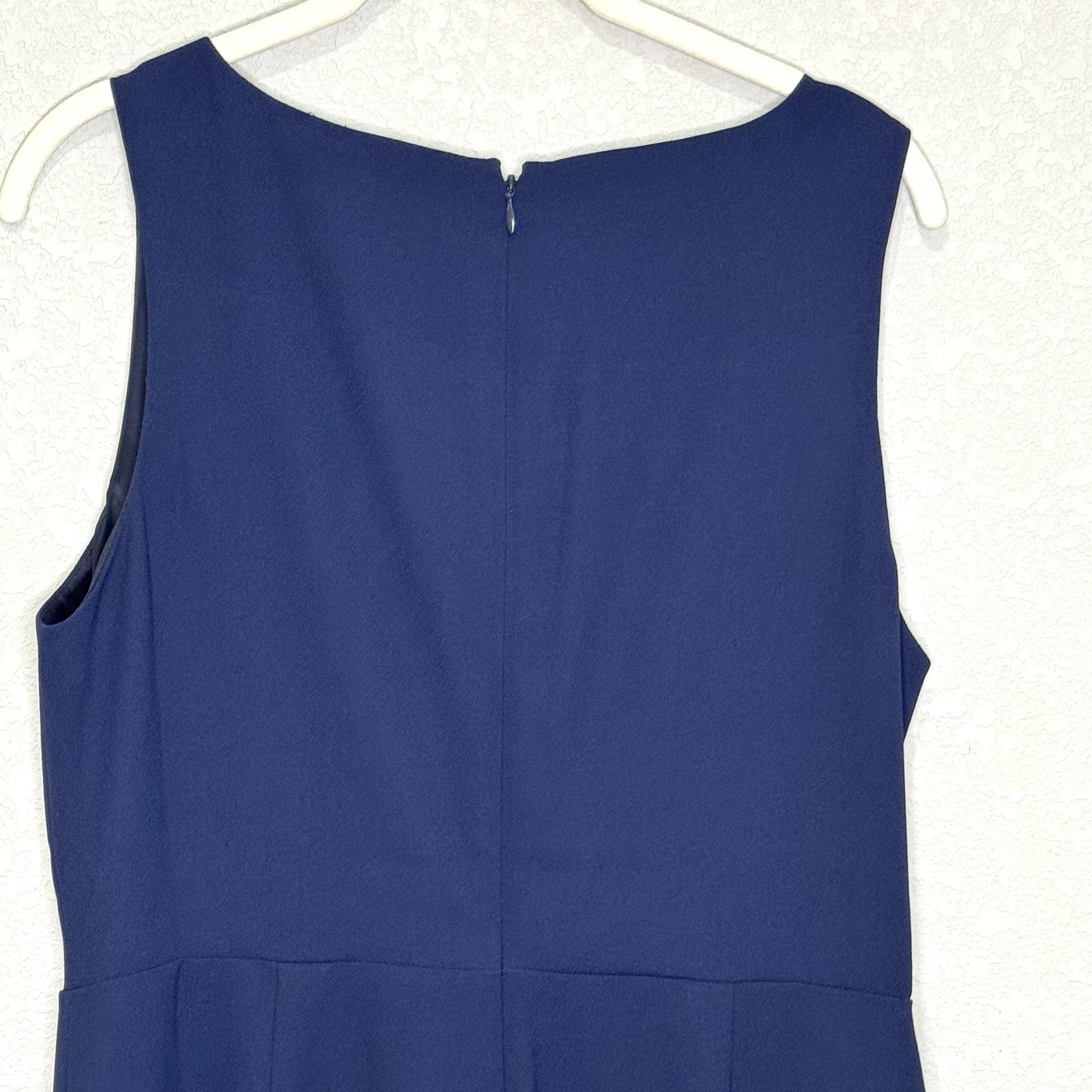J Crew Dress Womens 10 Navy Blue 365 Faux Wrap Sleeveless Ruffle Midi J5239