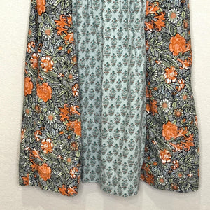 Anthropologie Dress Womens Small Boho Floral Paisley Tunic Pockets Orange Green