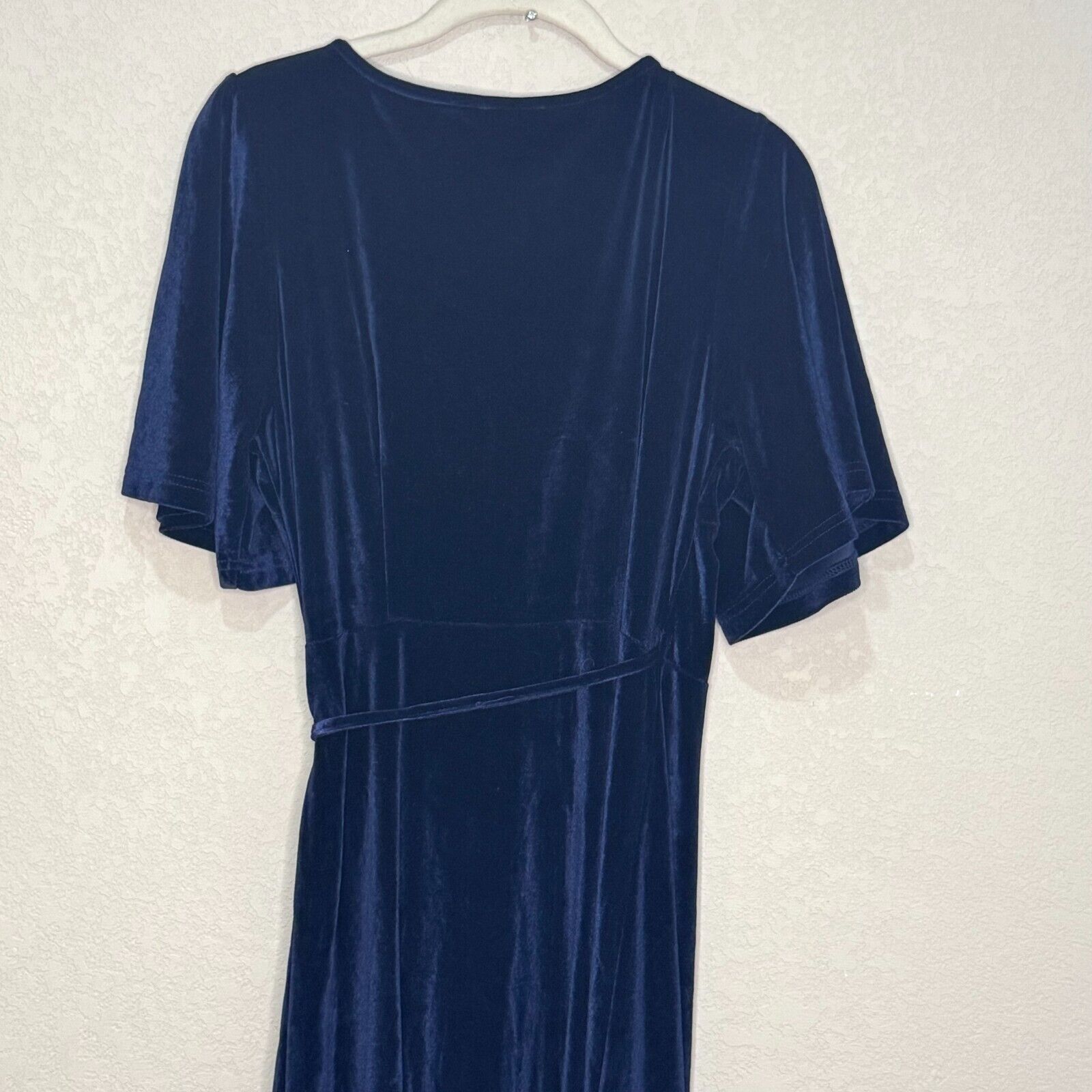 Baltic Born Blue Velvet Maxi Dress Size Large Short Sleeve Wrap