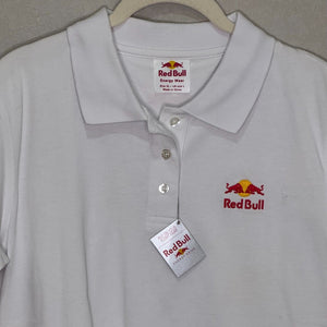 Red Bull Polo Shirt Size Large Womens White 100% Cotton Embroidered NEW