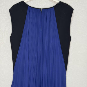 Escada Dress Womens 40 Blue Black Pleated Midi Sleeveless A-Line Elegant Formal