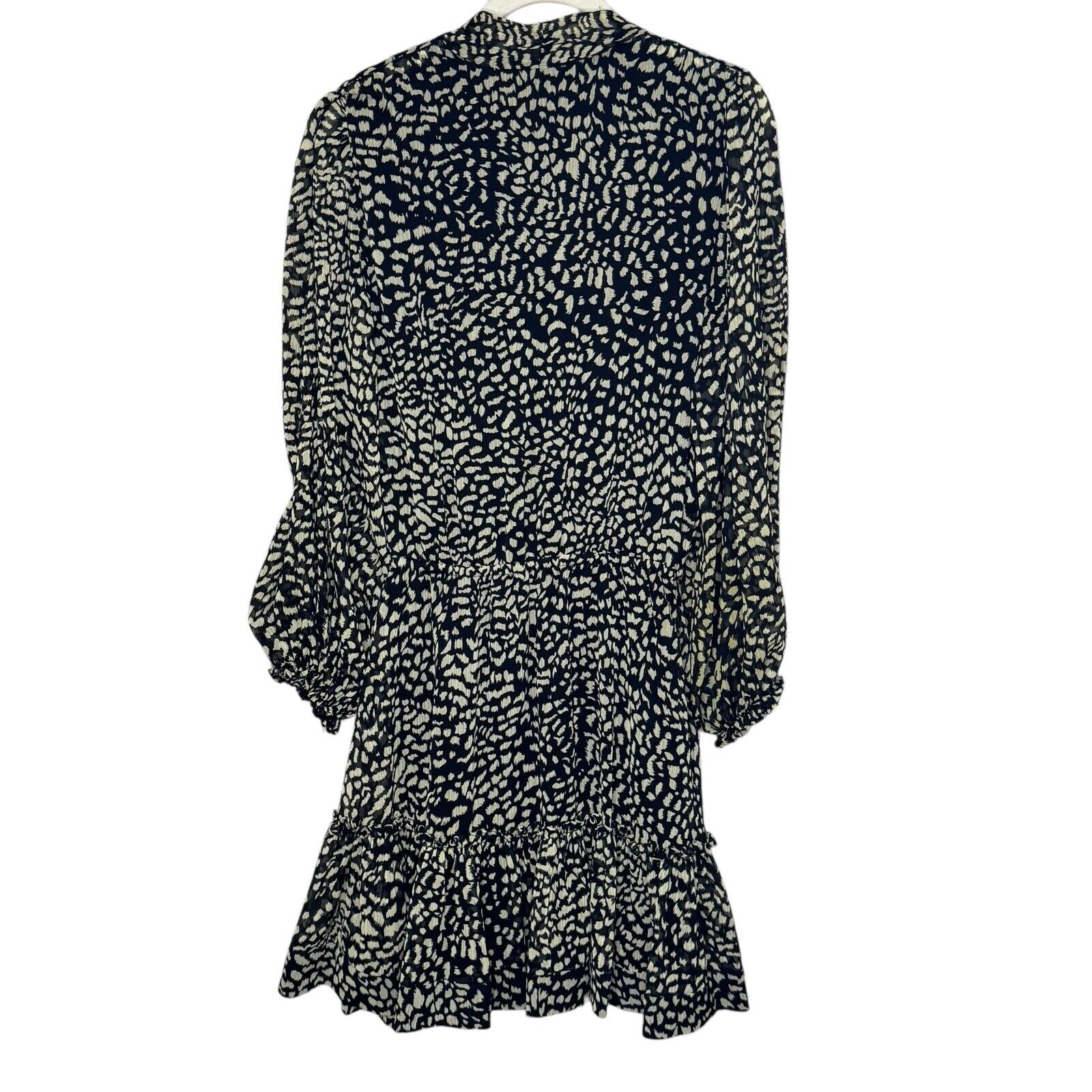 Alexis Malika Printed Georgette Mini Dress Size Medium $495 Animal Tie Neck