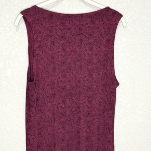 Nomads Hemp Wear Dress Womens Large Burgundy Boho Ruched Front Floral Organic