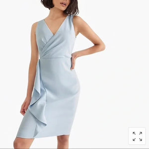 J Crew Dress Womens 10 Navy Blue 365 Faux Wrap Sleeveless Ruffle Midi J5239