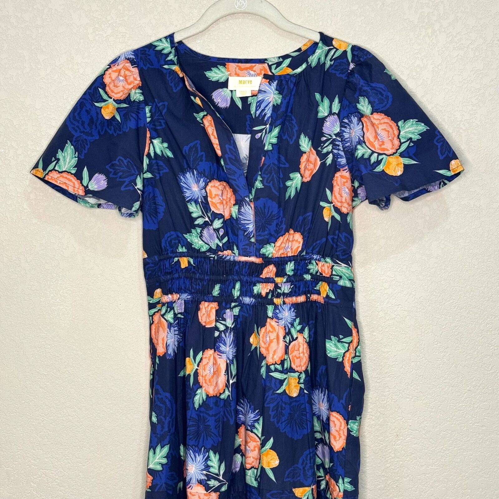 Anthropologie Somerset Cotton Maxi Dress Blue Floral Size Small $168