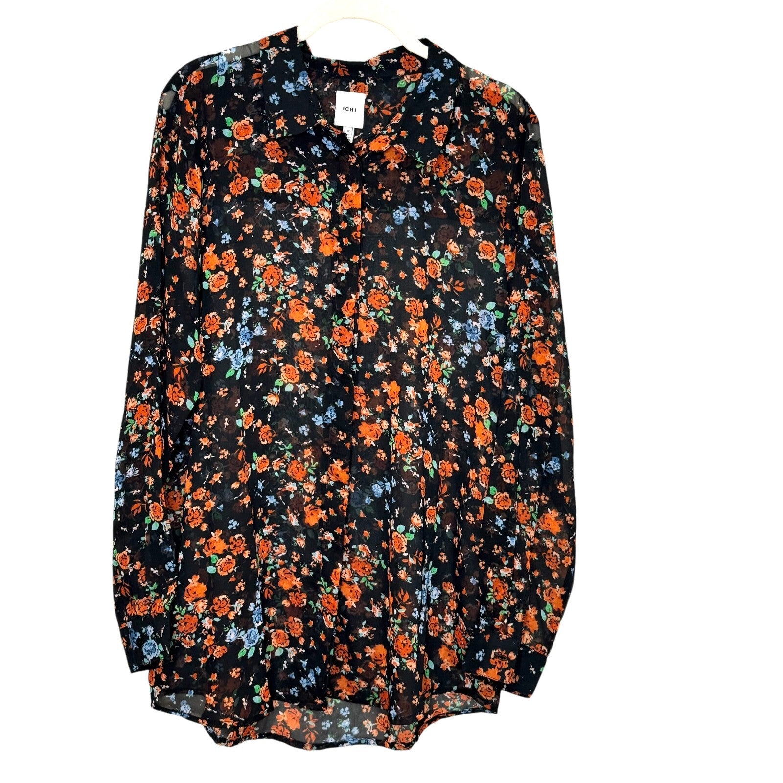 ICHI Blouse Shirt Blouse US Size Medium 38 Floral Garden Print