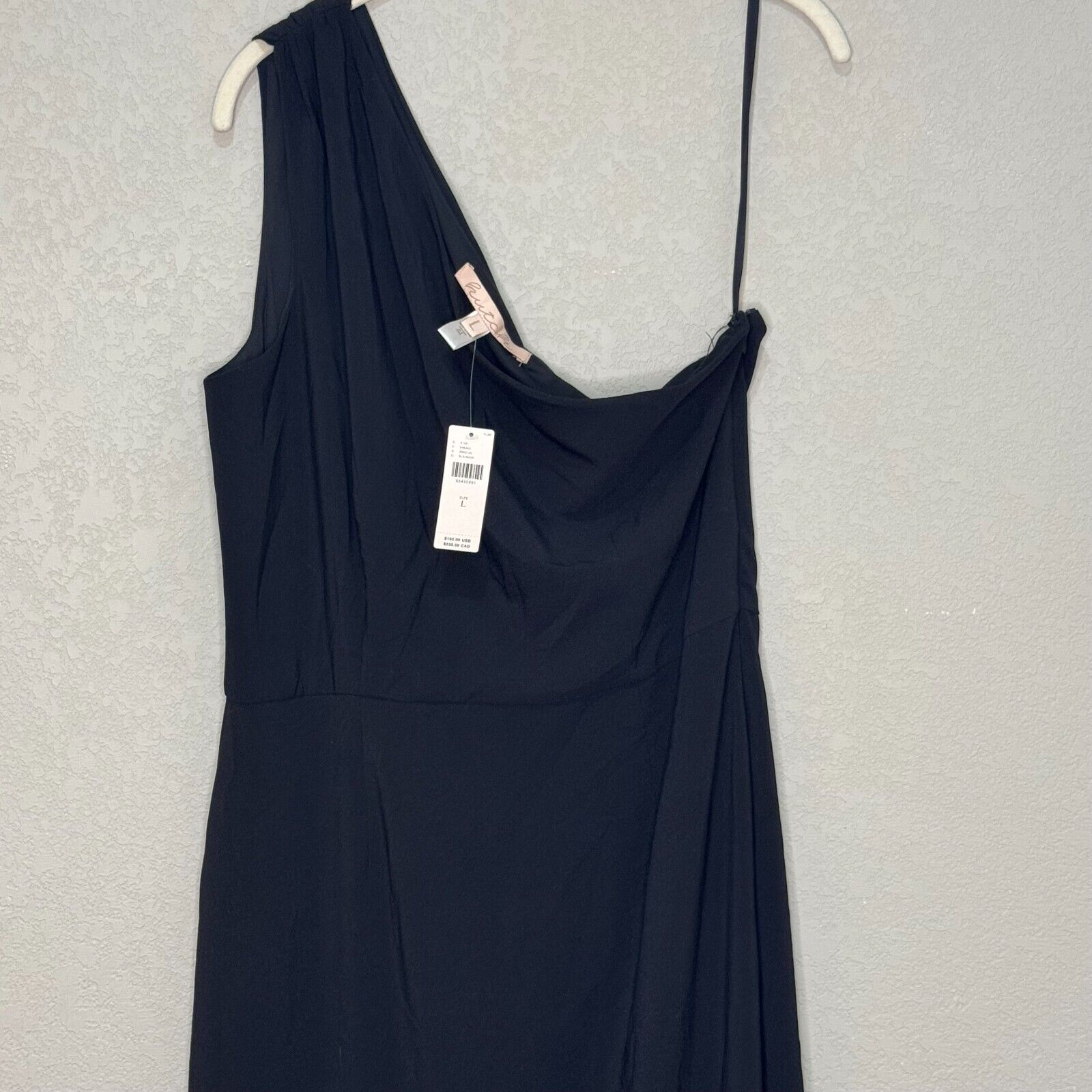 Hutch Black Fringe One Shoulder Formal Dress Size Large NEW $190