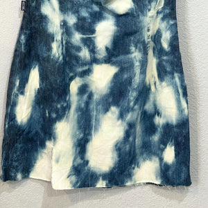 Moschino Blue White Denim Tie Dye Off The Shoulder  Mini Dress Size Small