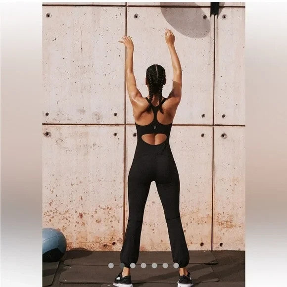 Free People Movement Lets Bounce One-piece Medium Black Racerback Athletic
