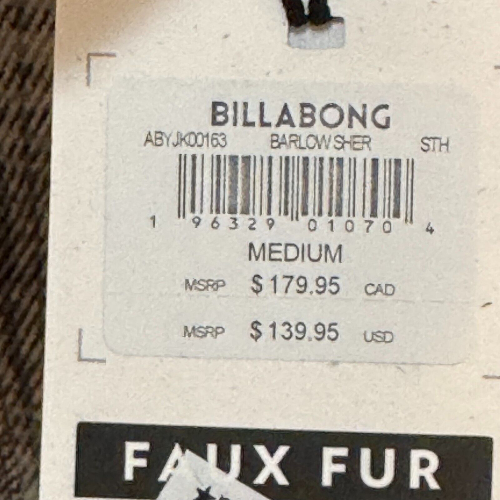 Billabong Mens Barlow Sherpa Lined Jacket Size Medium NEW Multicolor Plaid