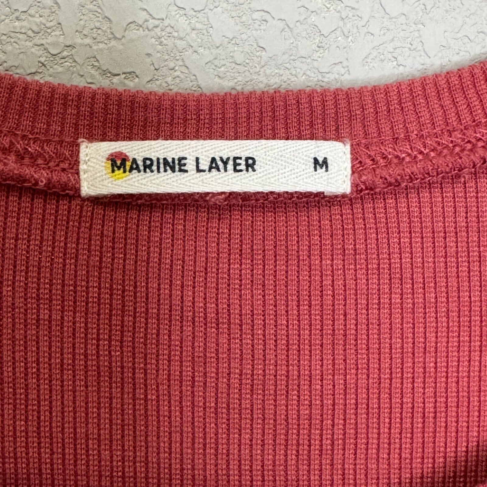 Marine Layer Top Size Medium Lexi Barn Red Ribbed Puff Sleeve