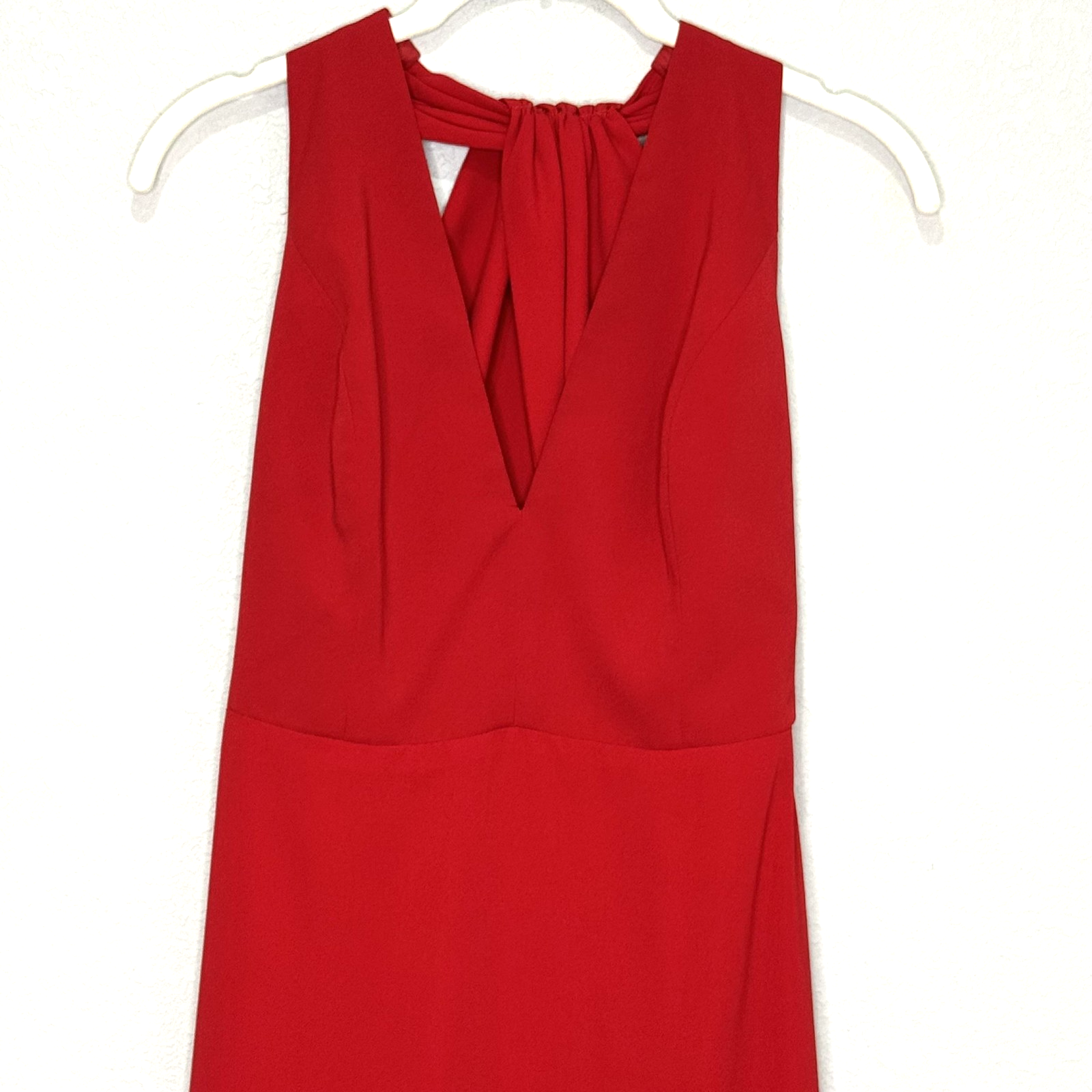 Jill Jill Stuart Dress Womens 6 Red Halter Gown Open Back V Neck Formal 4S1278