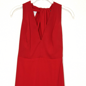 Jill Jill Stuart Dress Womens 6 Red Halter Gown Open Back V Neck Formal 4S1278