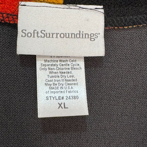 Soft Surroundings Black Red Floral Cardigan Topper Size XL Artsy Japanese Button