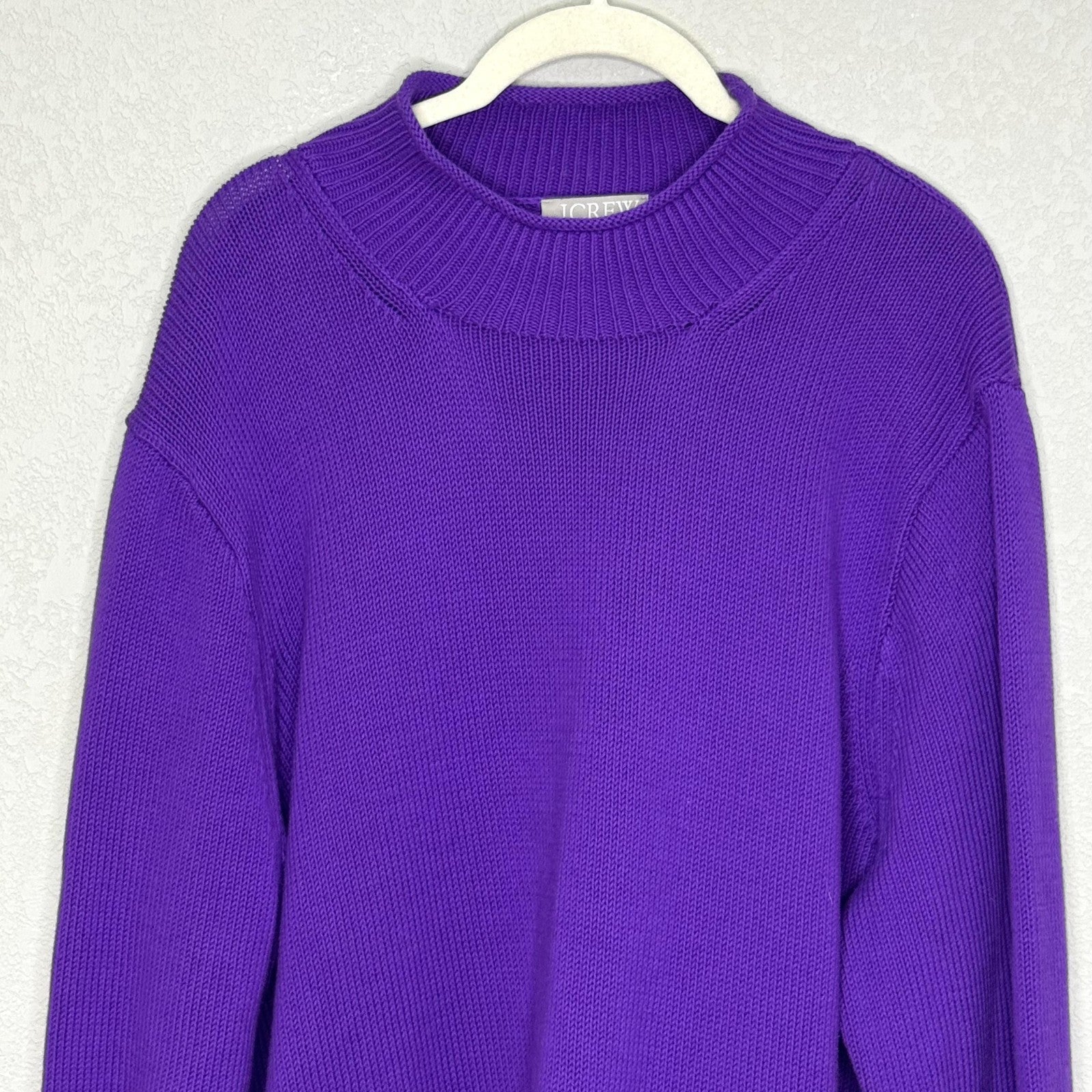 J.Crew Sweater Womens 2X Purple Cotton Ribbed Crewneck Drop Shoulder FA23 BS945