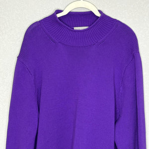 J.Crew Sweater Womens 2X Purple Cotton Ribbed Crewneck Drop Shoulder FA23 BS945