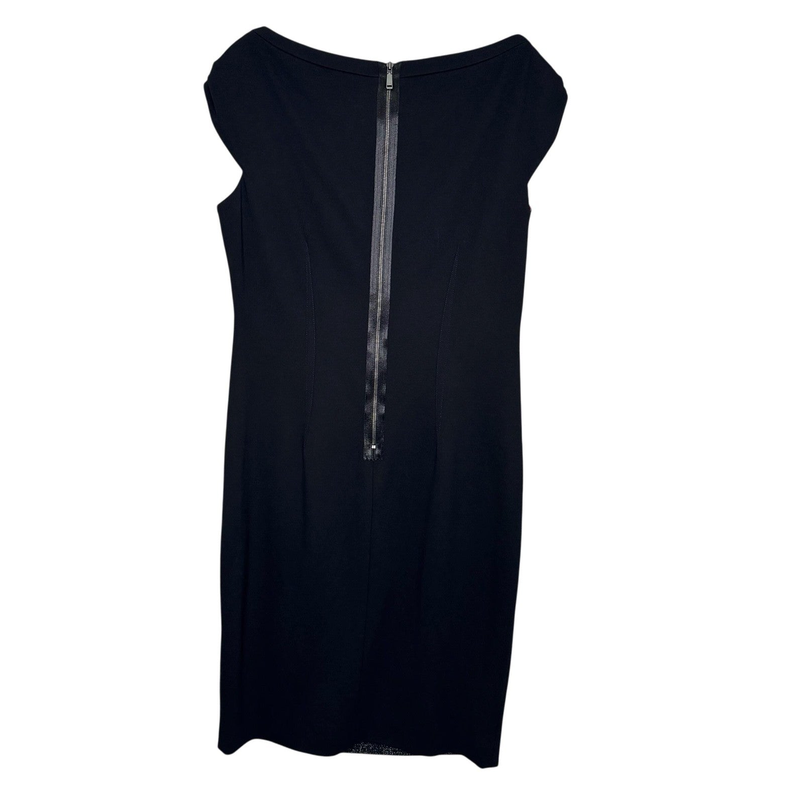 Elie Tahari Dress Womens 6 Black Metallic Sheath Sleeveless Tweed Panel Career