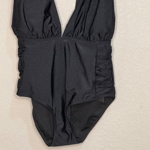 Nicole Miller 6 Way Convertible One-Piece Swimsuit Ruched Side Black Size Medium