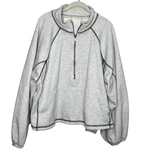 FP Movement Free People Half Court Sweatshirt Large Gray Half Zip Contrast