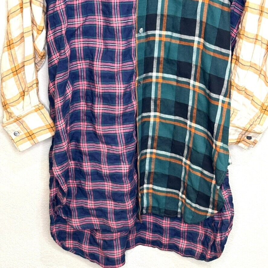 LOEWE Plaid Patchwork Check Long Shirt Tunic / Dress Size XXS (FR 32)