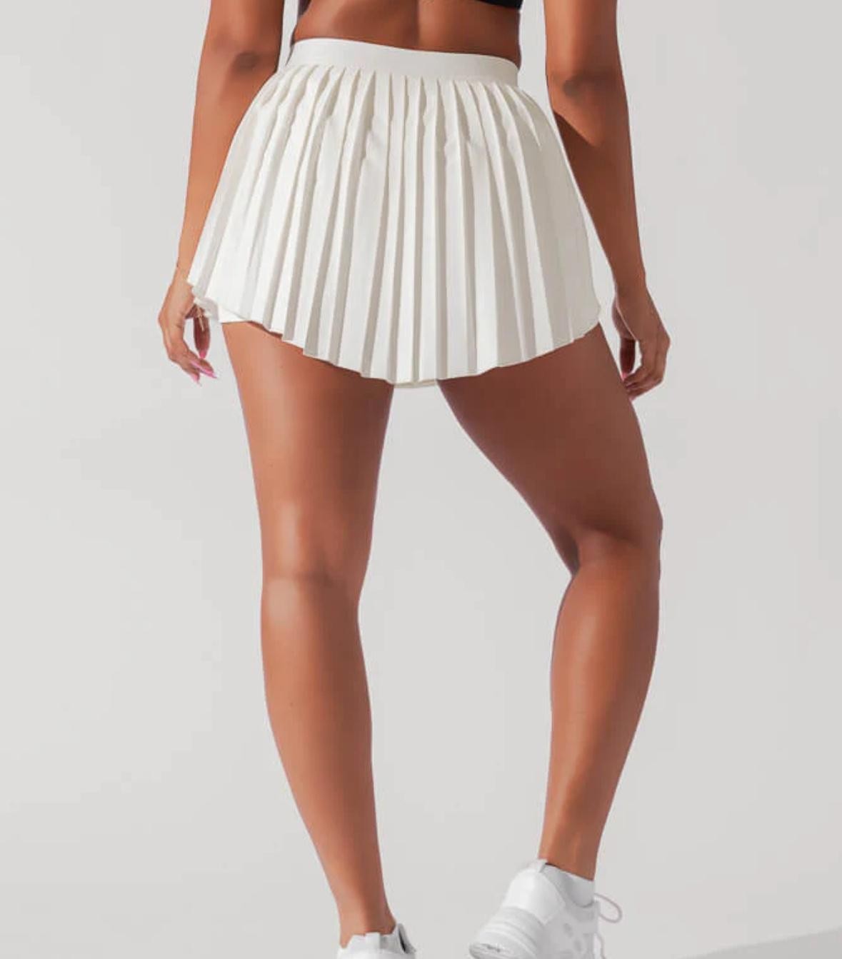 PopFlex Exquisite Skort Womens Large Ivory Pleated Tennis High Waist Pockets