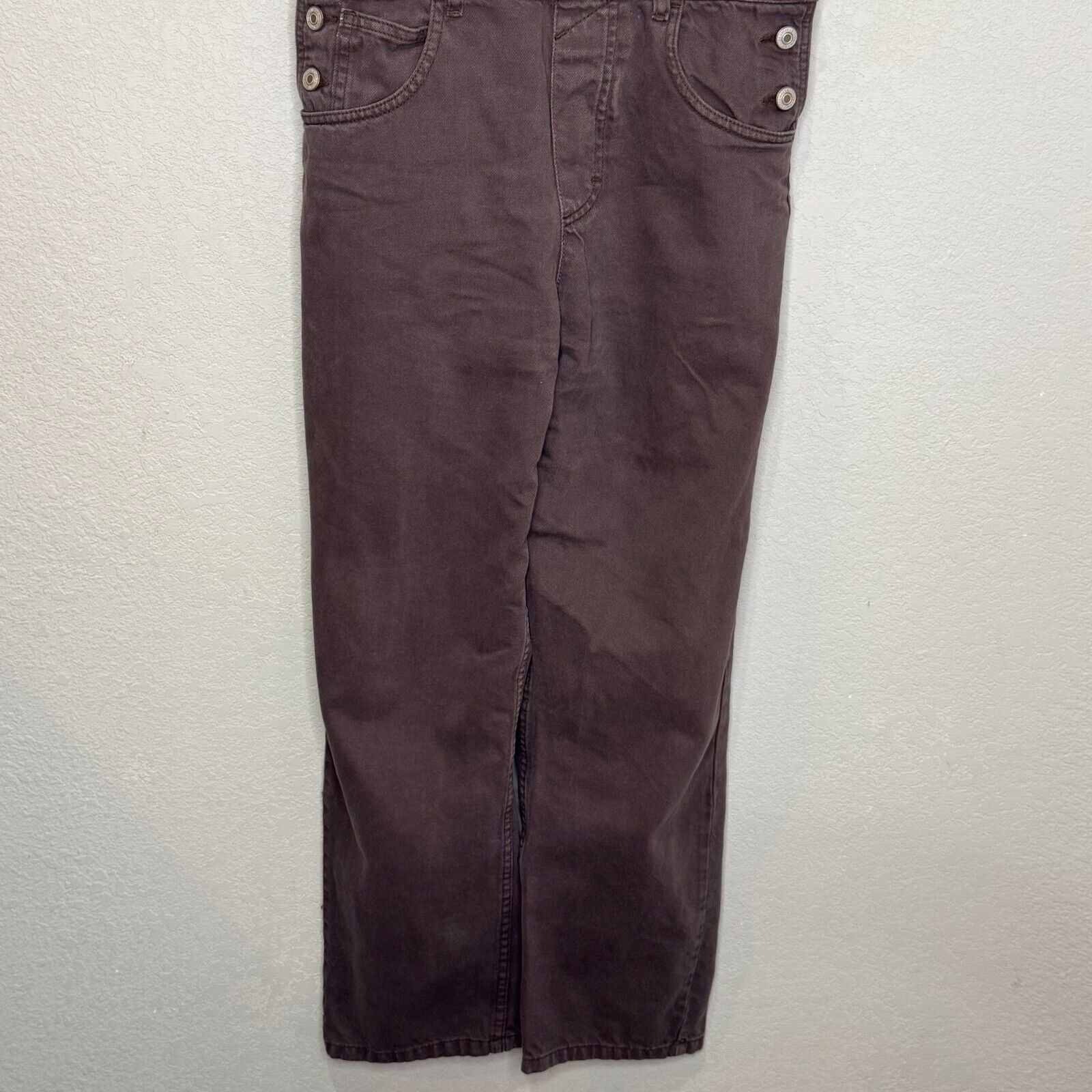 Free People We The Free Ziggy Denim Overalls Size Small Mocha Brown