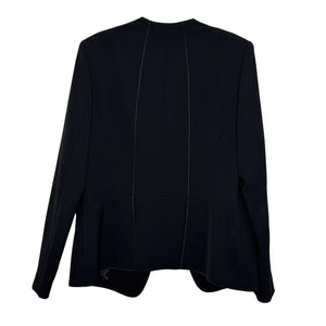Lafayette 148 New York Open Blazer Size 10 Black Peplum Jacket Career Office