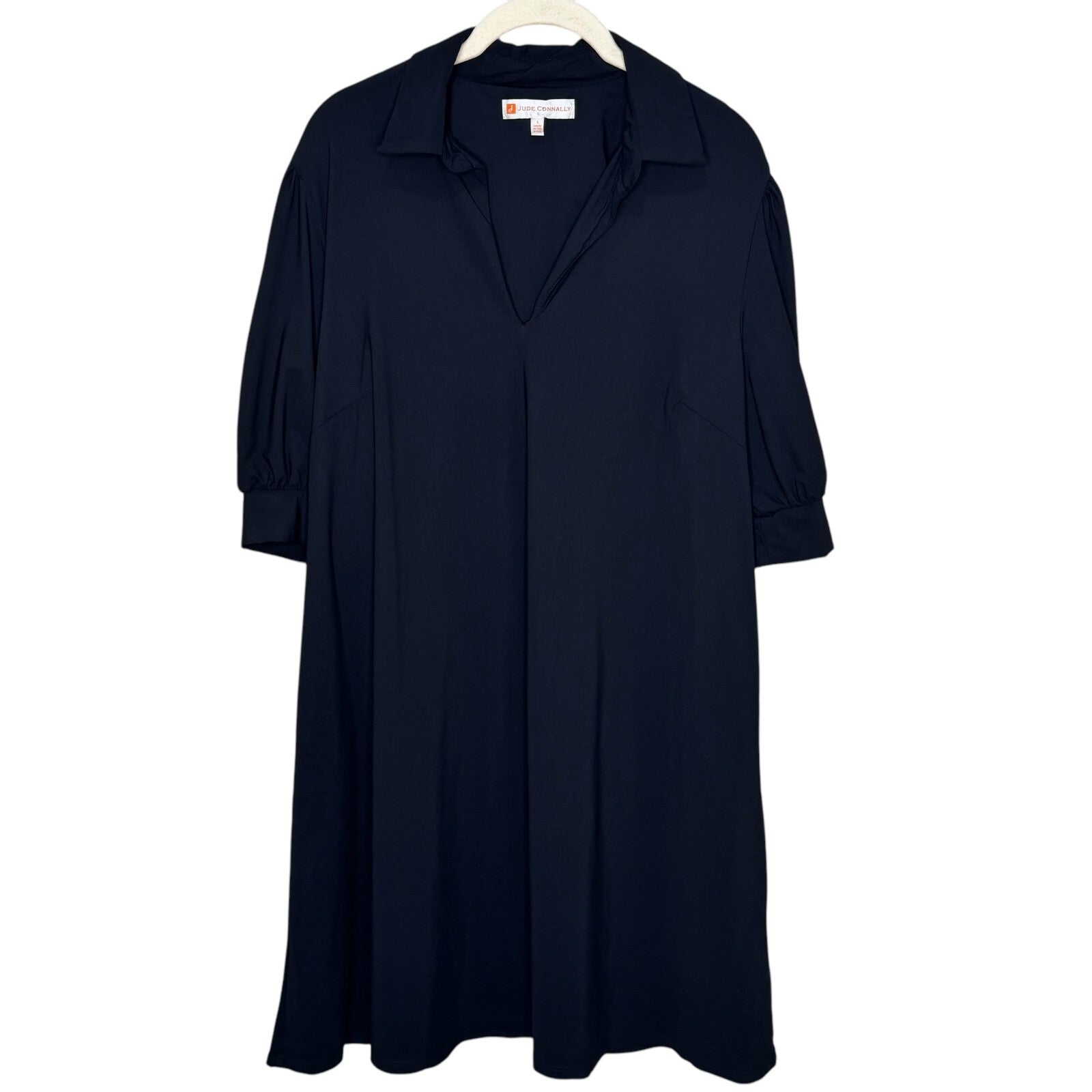 Jude Connelly Black Dress Size Large Emerson Jude Cloth Short Sleeve Collared