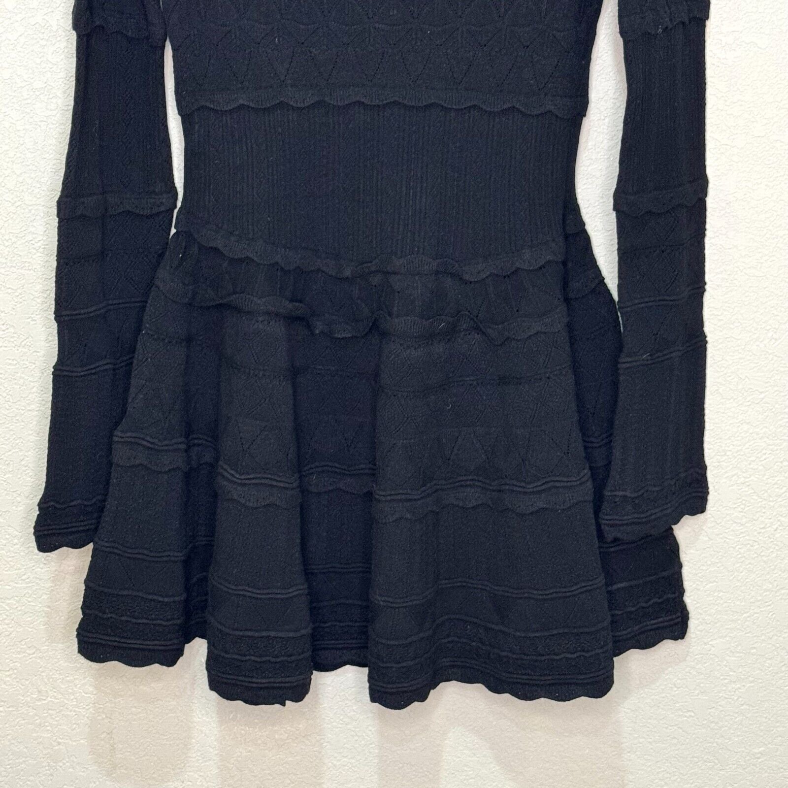 LoveShackFancy Dress Size Medium Black Pointelle Knit $495