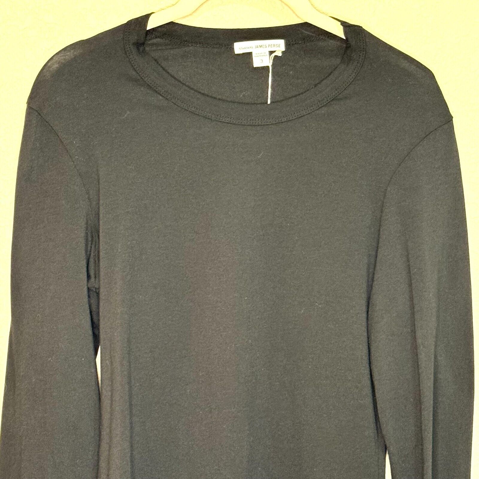 James Perse NEW Womens Black Crew Neck Long Sleeve Pullover T-Shirt Size 3 Large