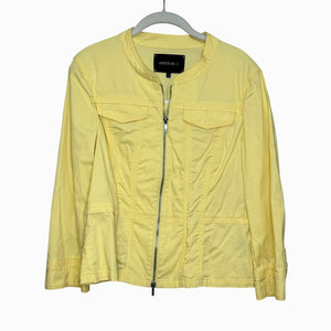 Lafayette 148 New York Size Large Yellow Cotton Stretch Zip Jacket