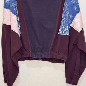 Free People Movement Top Size XS Maroon Explorer Patchwork