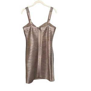 BCBGMaxazria NEW Pumice Beige Rivas Bandage Bodycon Mini Dress Size 10 $328