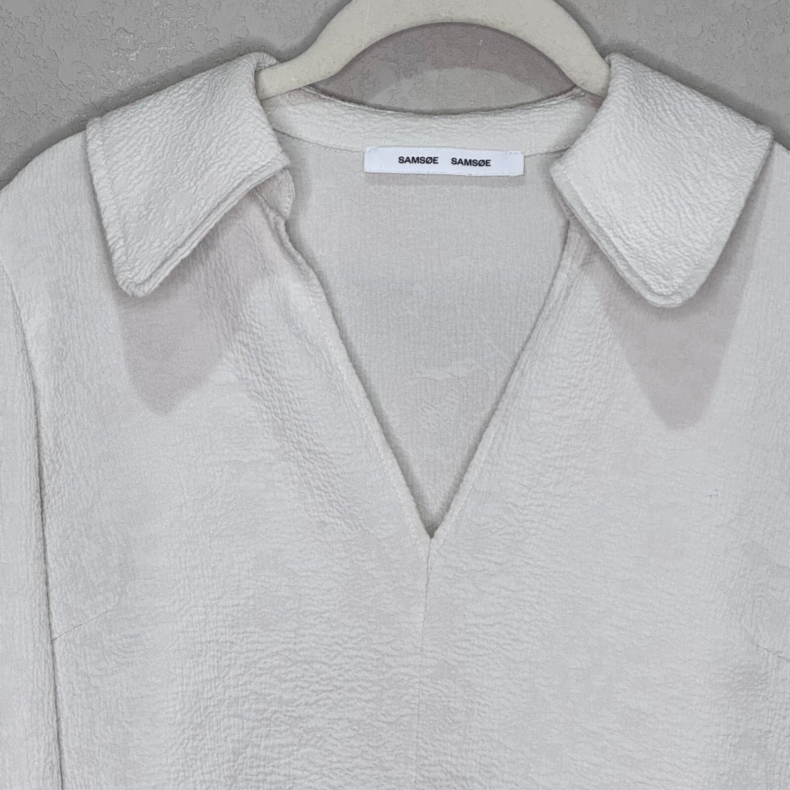Samsoe Samsoe Margot Blouse Size XS White Puff Sleeve Collared Top