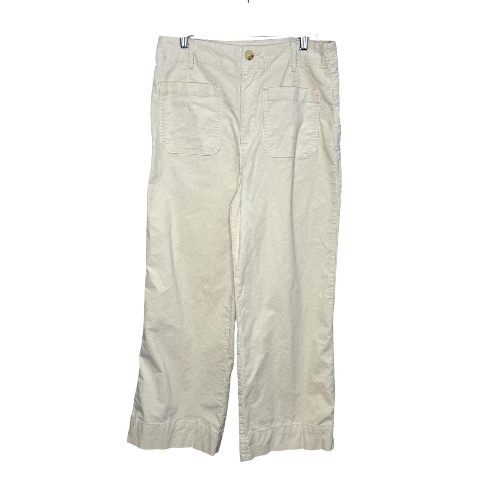 Avec Les Filles Pants Womens 12 Cream High Rise Cropped Wide Leg Utility Stretch
