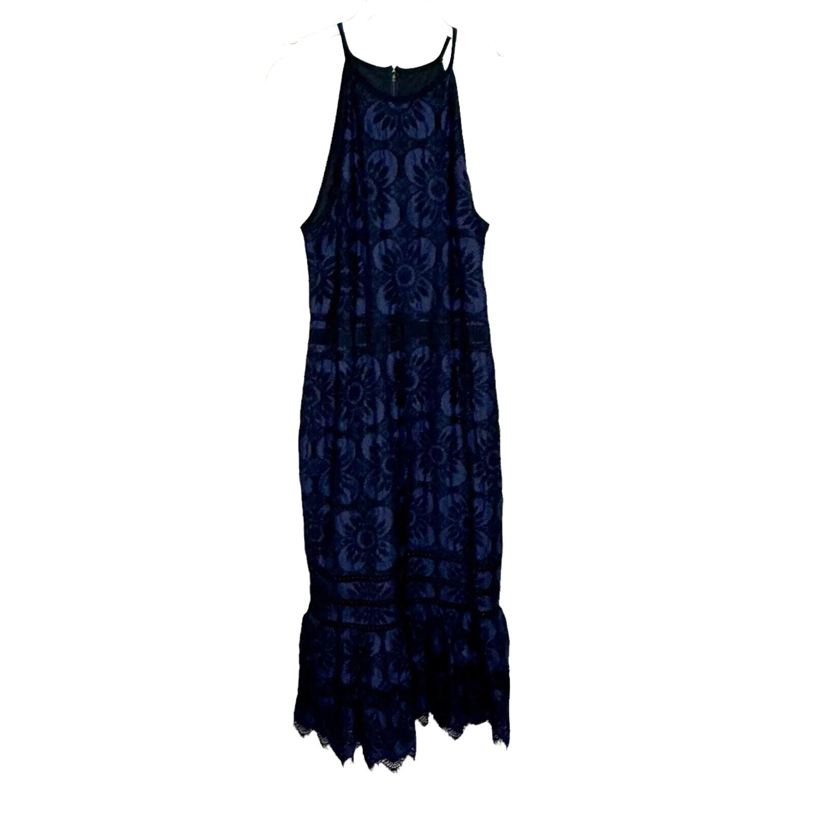 Banana Republic NEW Blue Black Sleeveless Lace Midi Dress Size 6 159 Flair Style