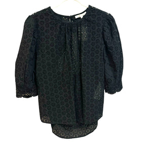 MAJE Black Lilou Broderie Anglaise Eyelet Cutout Top Size Medium (2) NEW $265