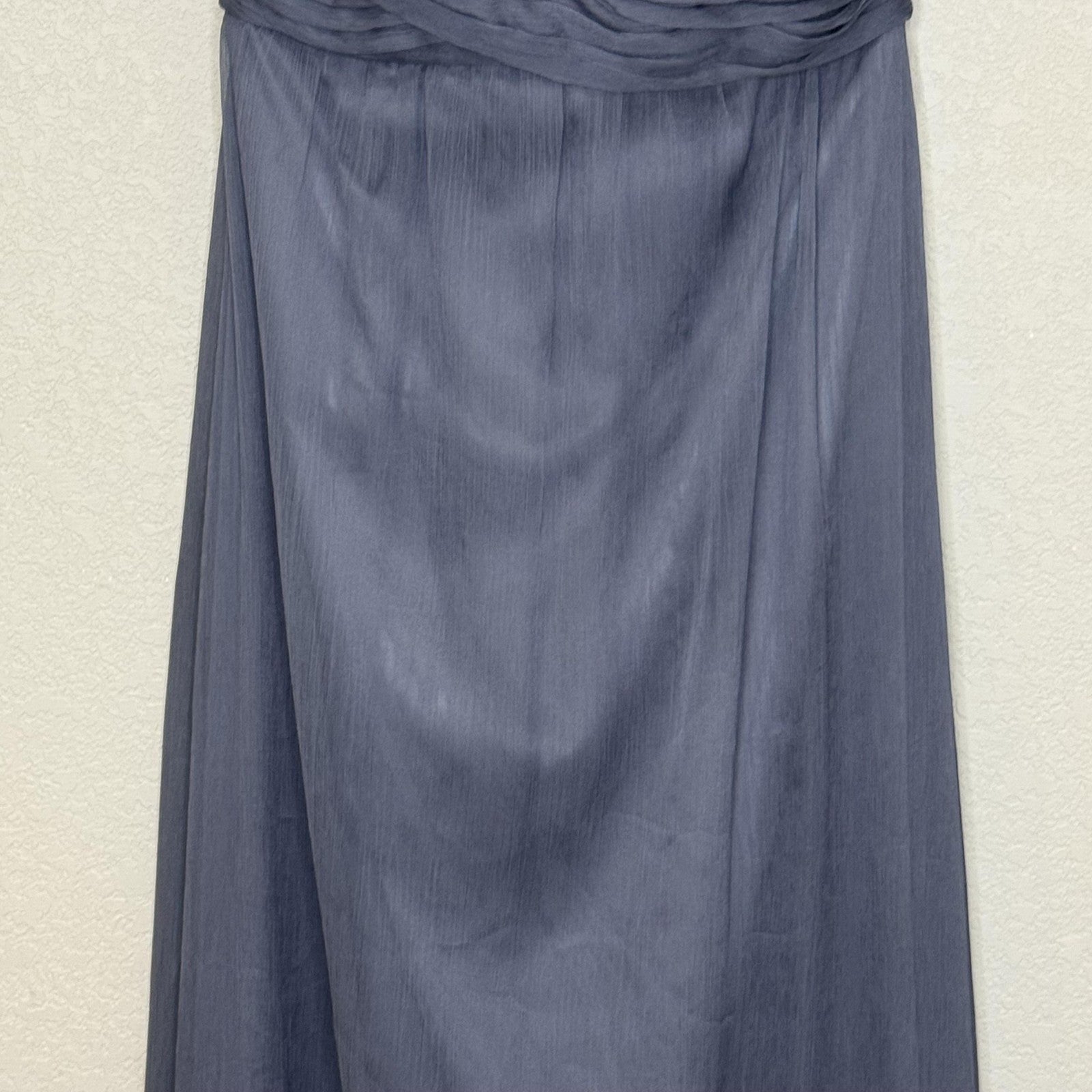 BHLDN Dress Womens Medium Blue Gray Sleeveless Chiffon Maxi Gown Formal Wedding