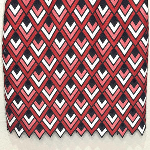 Elie Tahari Shift Dress Womens 14 Red Black White Sleeveless Chevron Scallop Hem