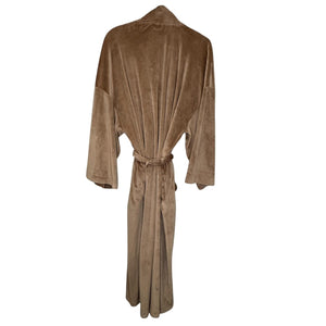 Skims Robe Womens XS Brown Velour Long Wrap Belted Kimono Shawl Collar Lounge