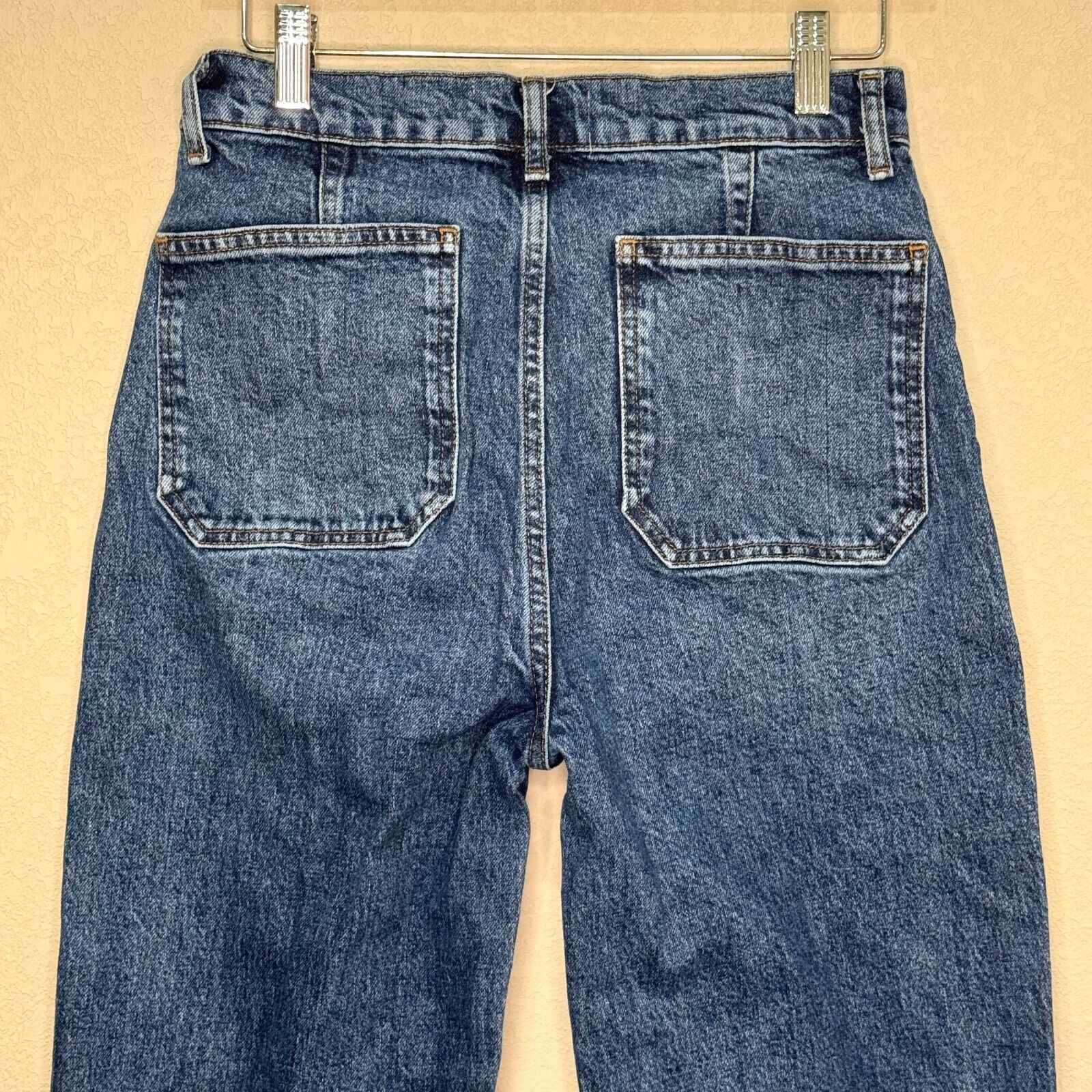 Reformation Alyssa Jeans Patch Pocket Wide Leg Size 28 Blue Ankle