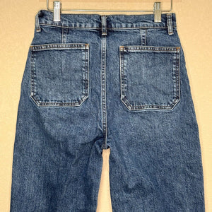 Reformation Alyssa Jeans Patch Pocket Wide Leg Size 28 Blue Ankle